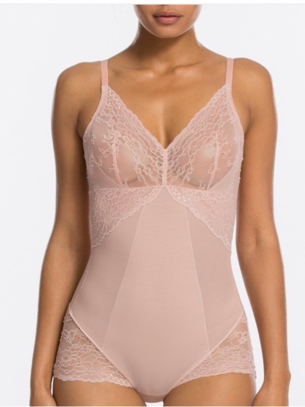 SPANX Spotlight On Lace Bodysuit Medium Dainty Feminine Pink Coquette